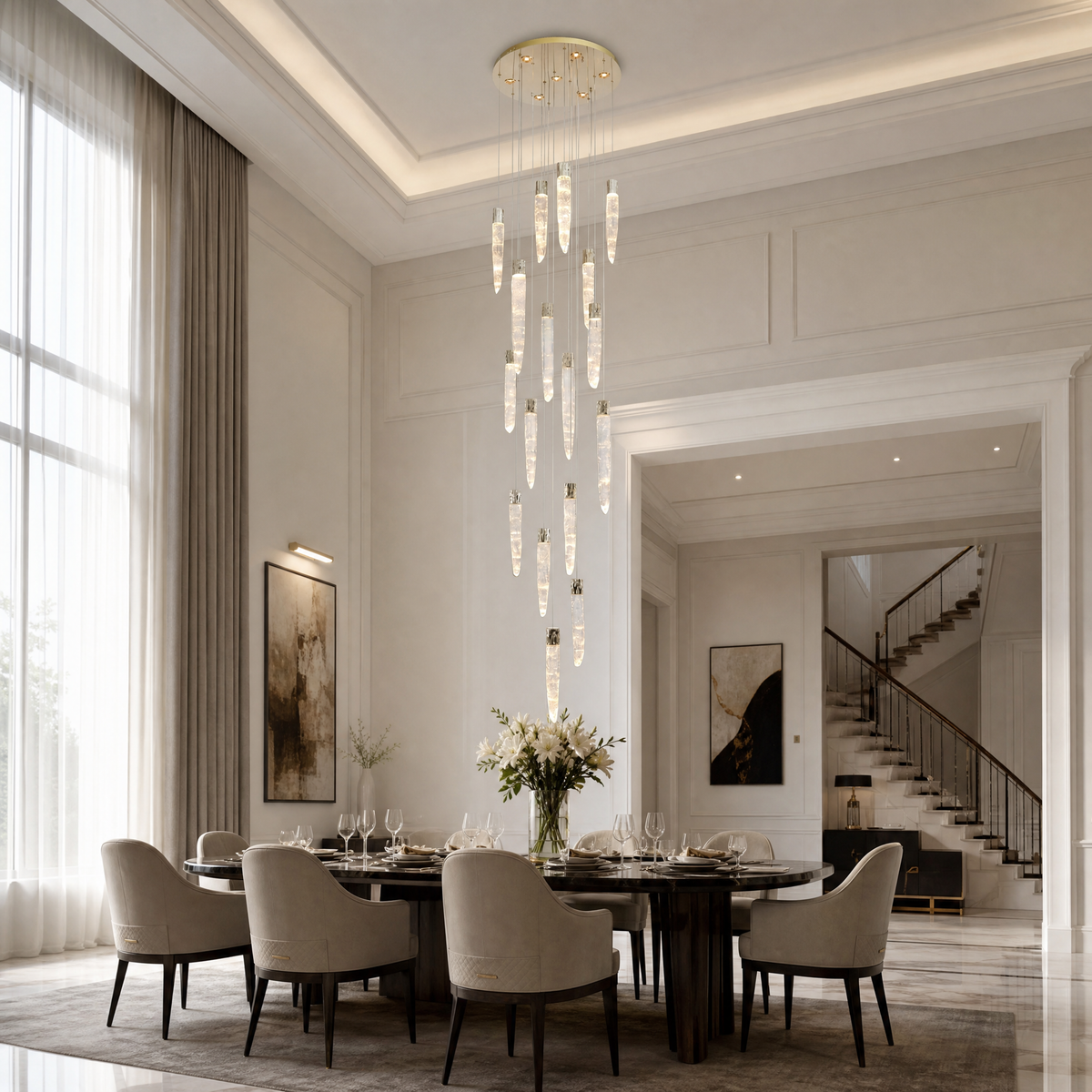 Blush Halsey Linear Icicle Crystal Glass Chandelier 47" L
