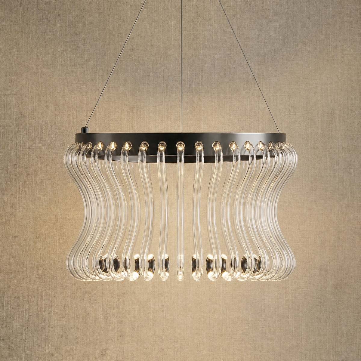 Blush Lennox Round Glass Chandelier 21.6" D