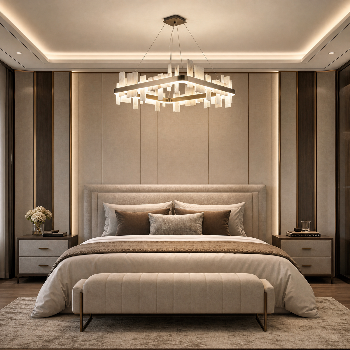 Blush Series Natural Stone Chandelier 31"