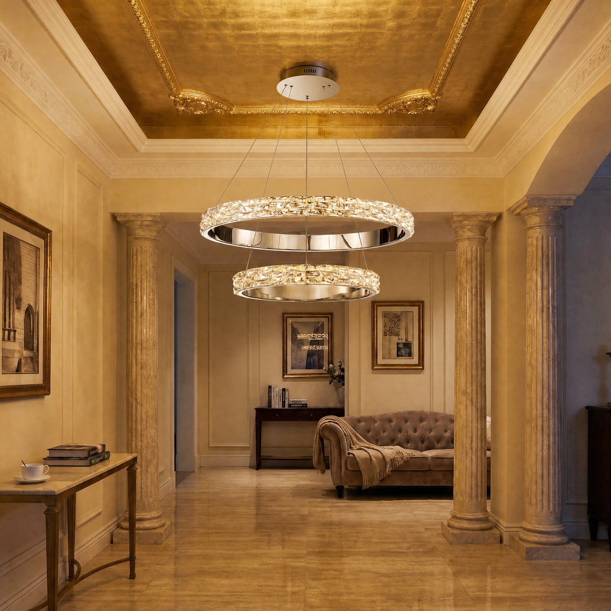 Blush Series Nested Crystal Chandelier Style D