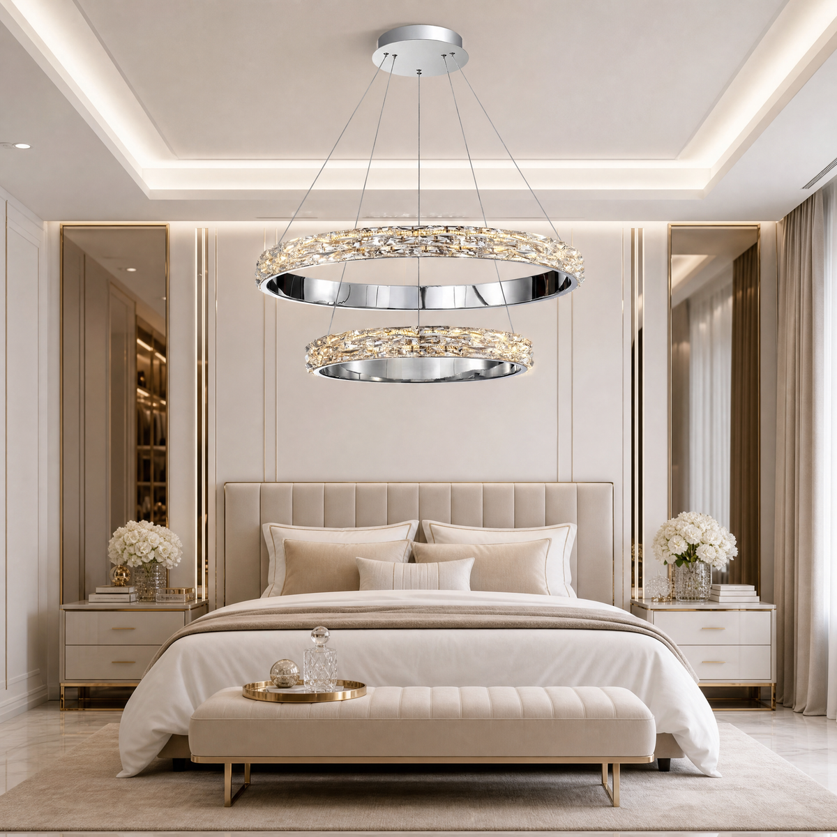 Blush Series Nested Crystal Chandelier Style D