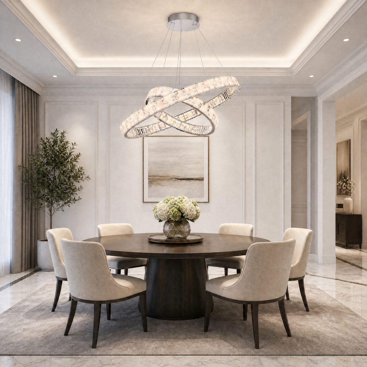 Blush Series Nested Crystal Chandelier Style H