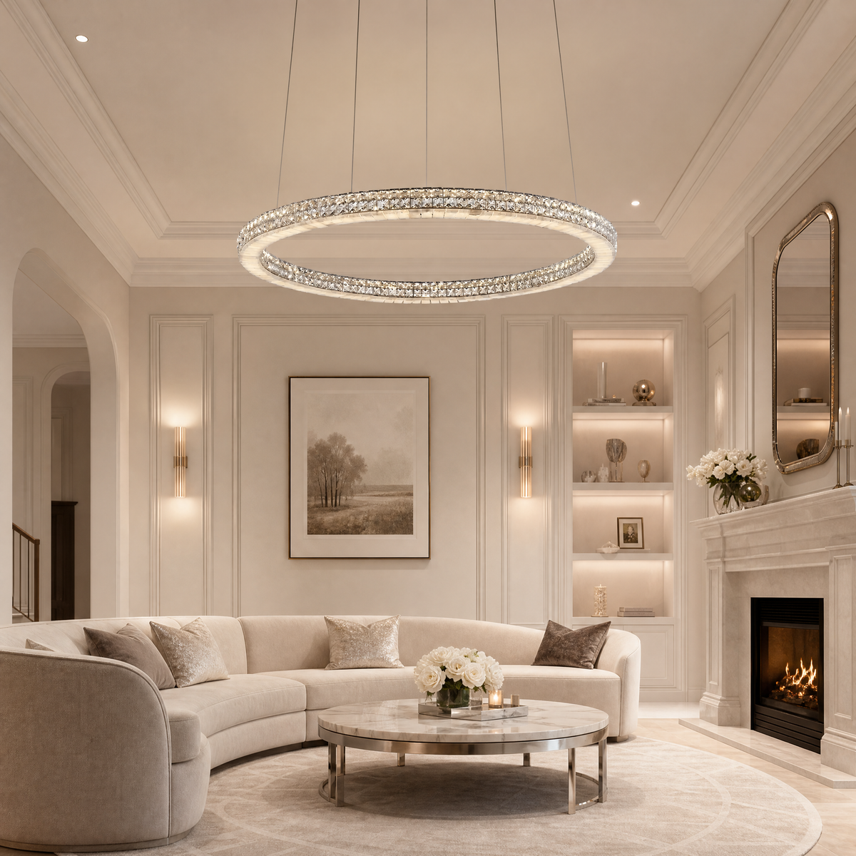 Yiosi Vera Crystal & Alabaster Ring Chandelier