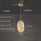 A: D7.9"*H12.6" pendant,chandelier,chandeliers,glass,brass,star,art,designer recommended,dining table,kitchen island,bar,dining bar