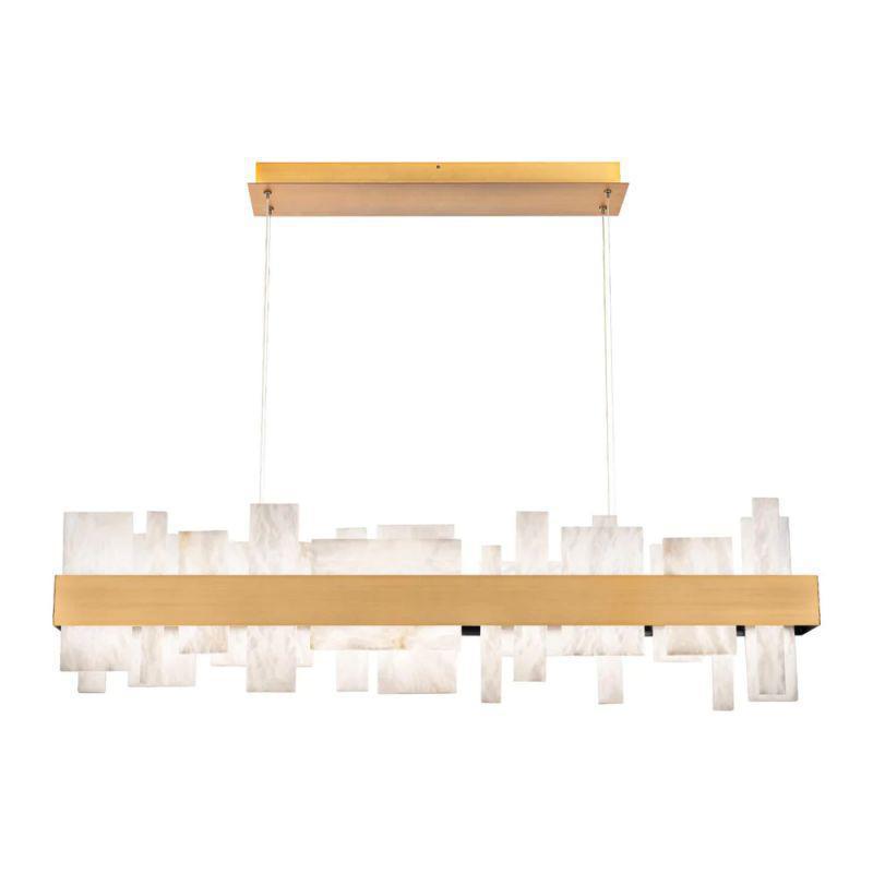 Acropolis 46in LED Linear Alabaster Chandelier-chandeliers for dining room,chandeliers for stairways,chandeliers for foyer,chandeliers for bedrooms,chandeliers for kitchen,chandeliers for living room-Brass-Blushlighting
