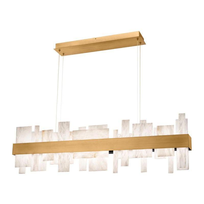 Acropolis 46in LED Linear Alabaster Chandelier - Brushed NickelBlushlighting