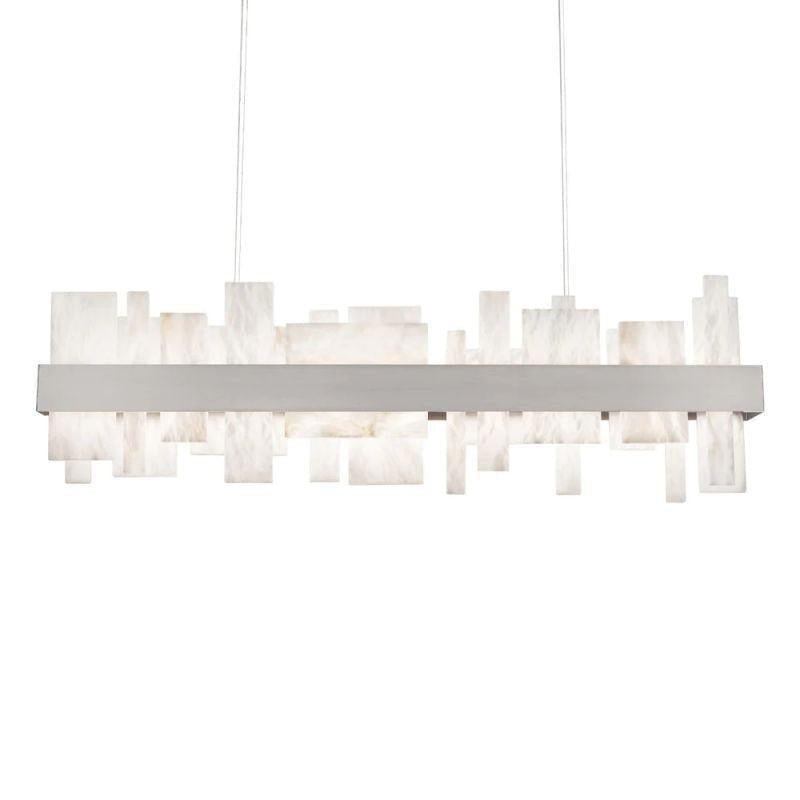 Acropolis 46in LED Linear Alabaster Chandelier - Brushed NickelBlushlighting