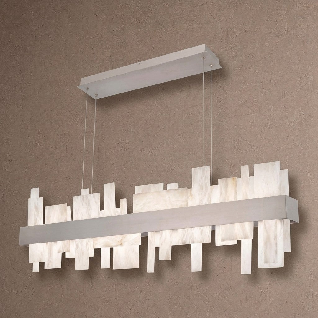 Acropolis 46in LED Linear Alabaster Chandelier - BrassBlushlighting
