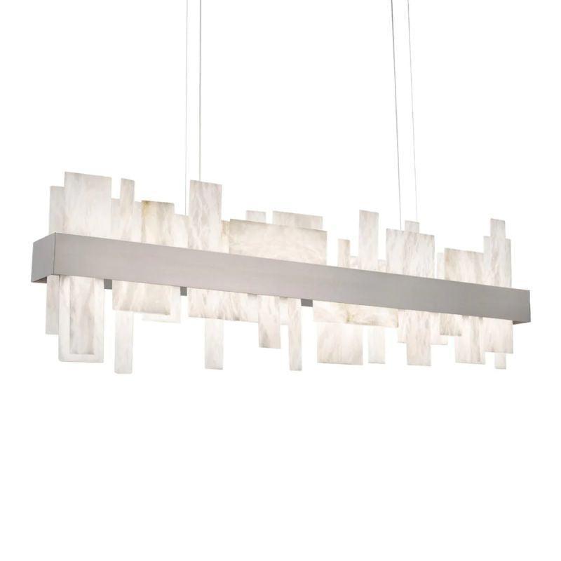 Acropolis 46in LED Linear Alabaster Chandelier-chandeliers for dining room,chandeliers for stairways,chandeliers for foyer,chandeliers for bedrooms,chandeliers for kitchen,chandeliers for living room-Blushlighting