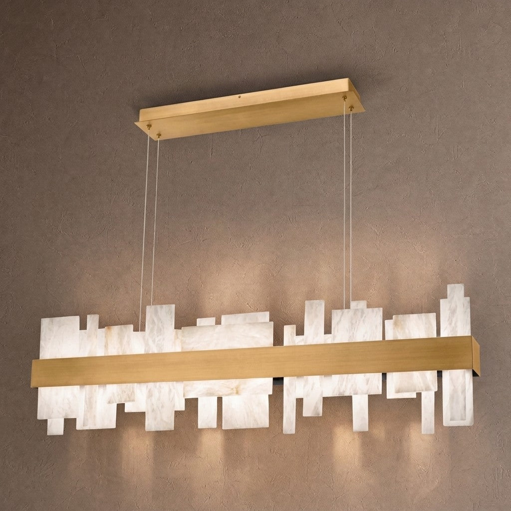 Acropolis 46in LED Linear Alabaster Chandelier - BrassBlushlighting
