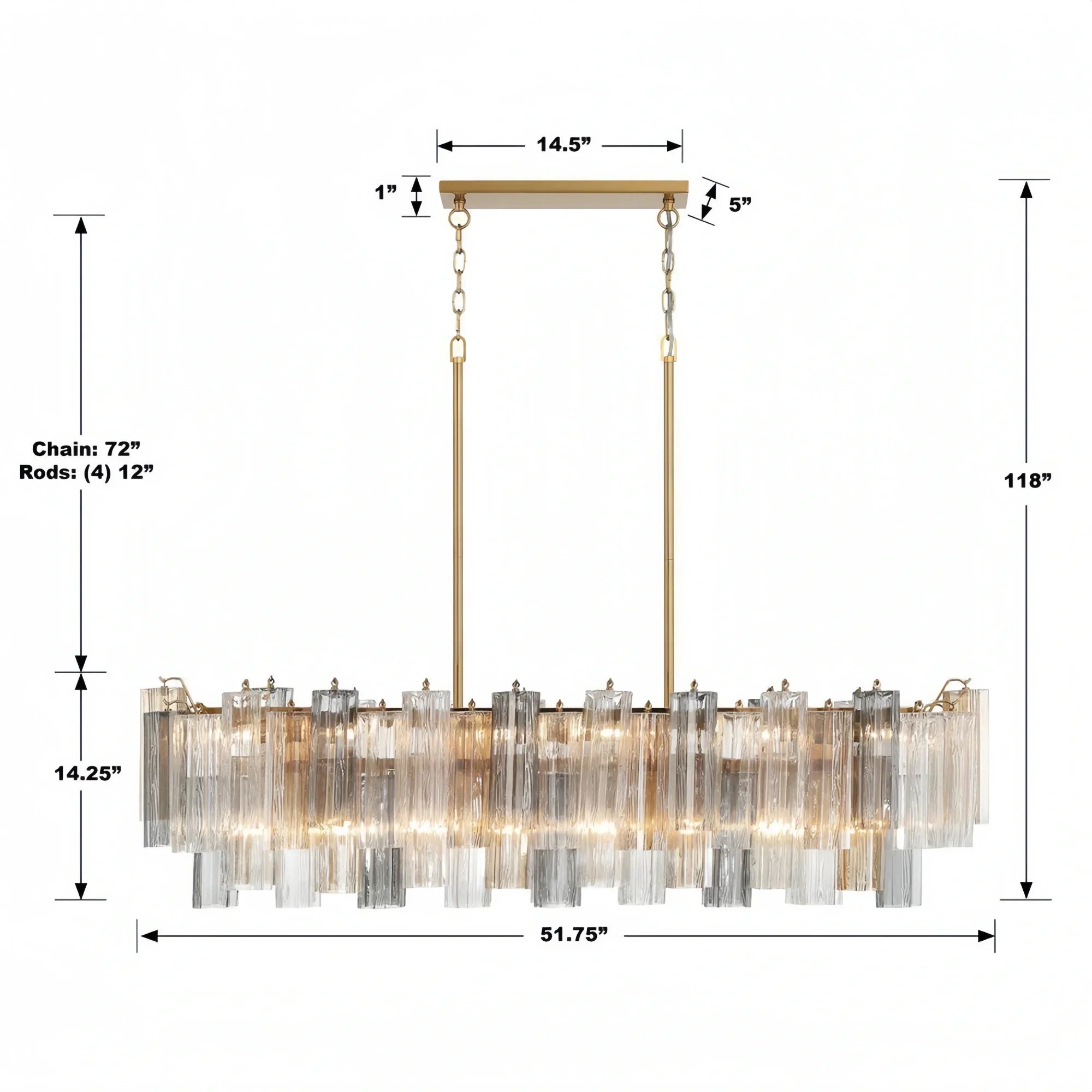 Addis 51'' Modern Linear Chandelier for Dining Room-
