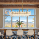 Addis 51'' Modern Linear Chandelier for Dining Room-Brass-Clear-Blushlighting