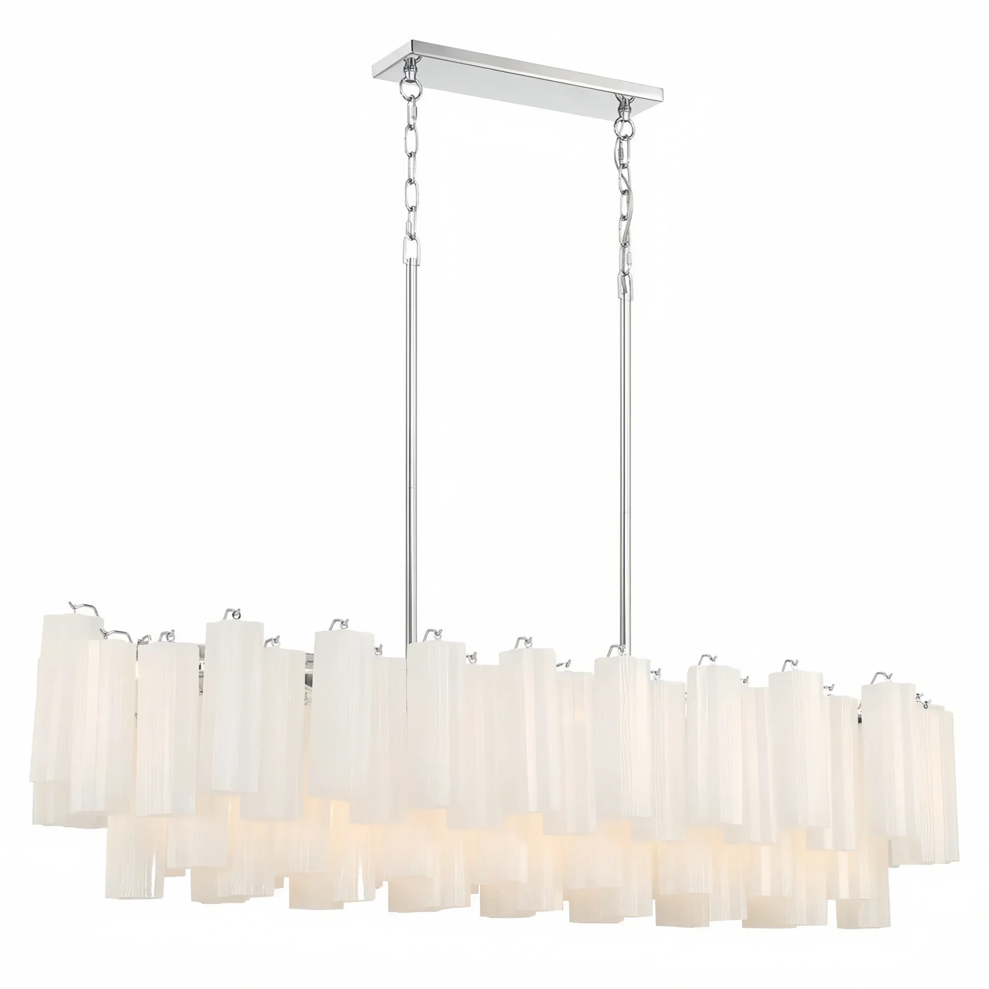 Addis 51'' Modern Linear Chandelier for Dining Room-Chrome-White-
