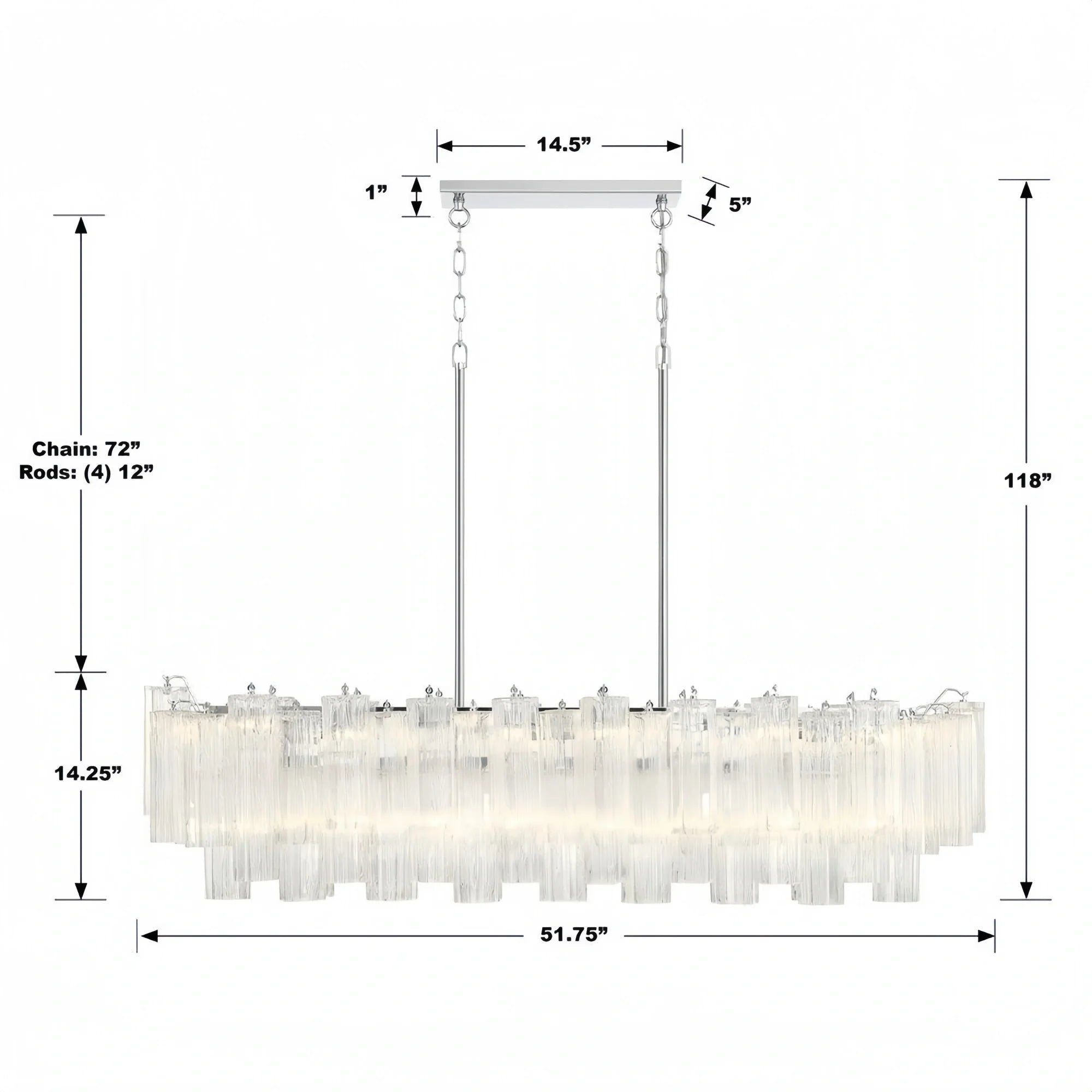Addis 51'' Modern Linear Chandelier for Dining Room-