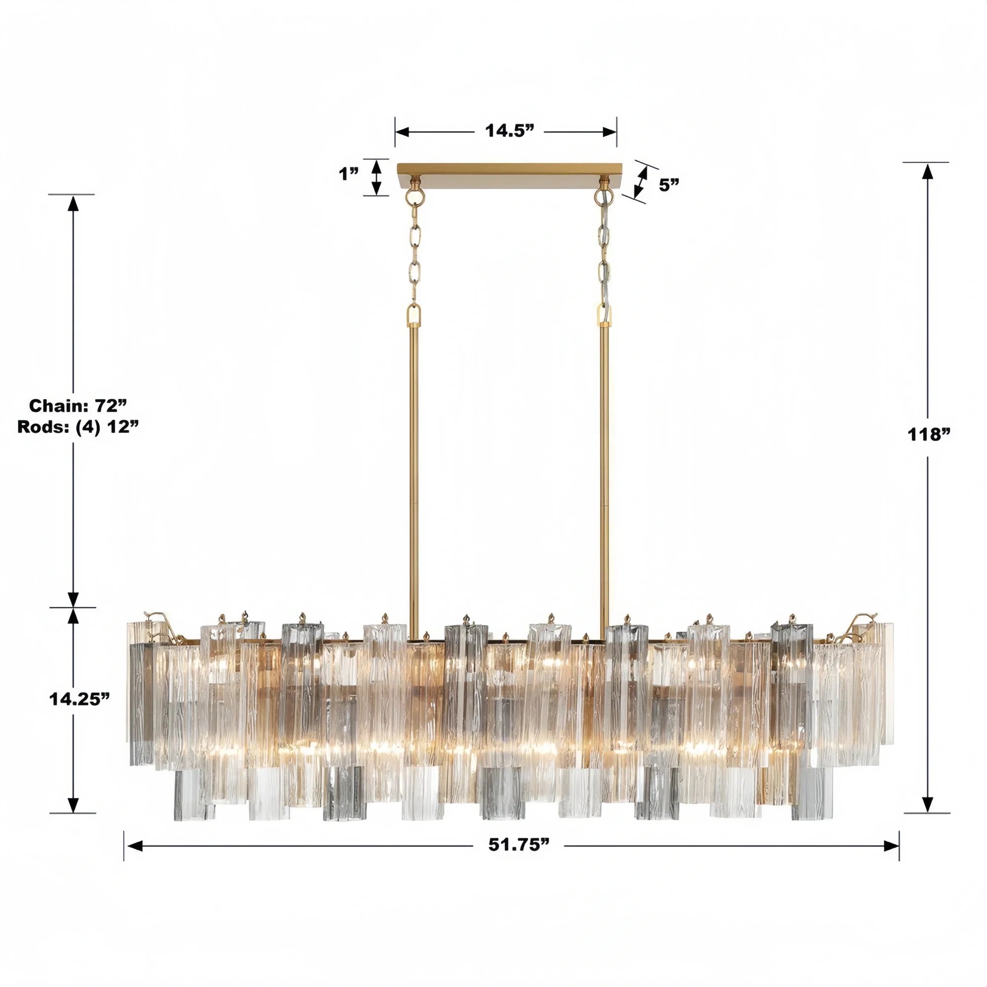 Addis 51'' Modern Linear Chandelier for Dining Room-