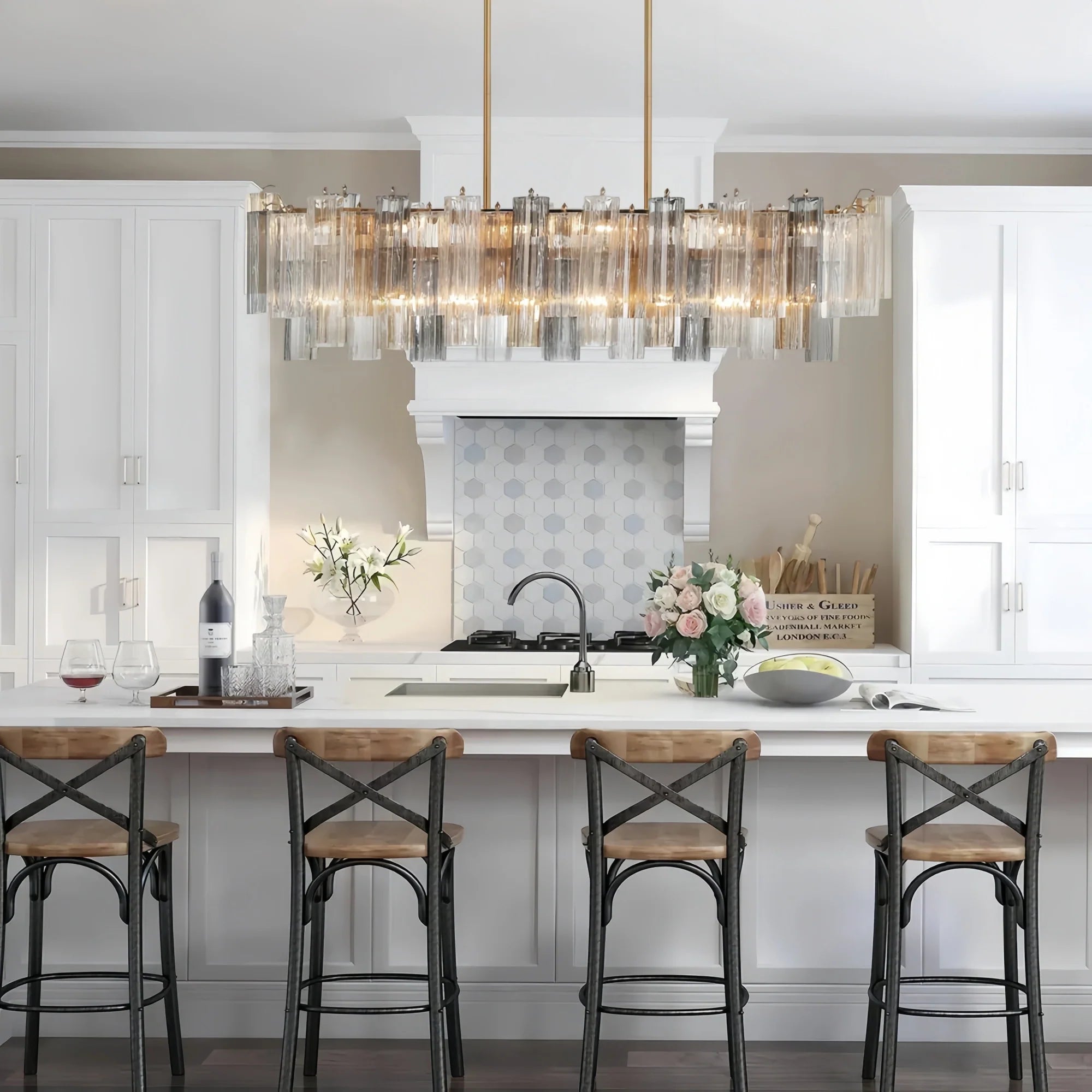 Addis 51'' Modern Linear Chandelier for Dining Room-