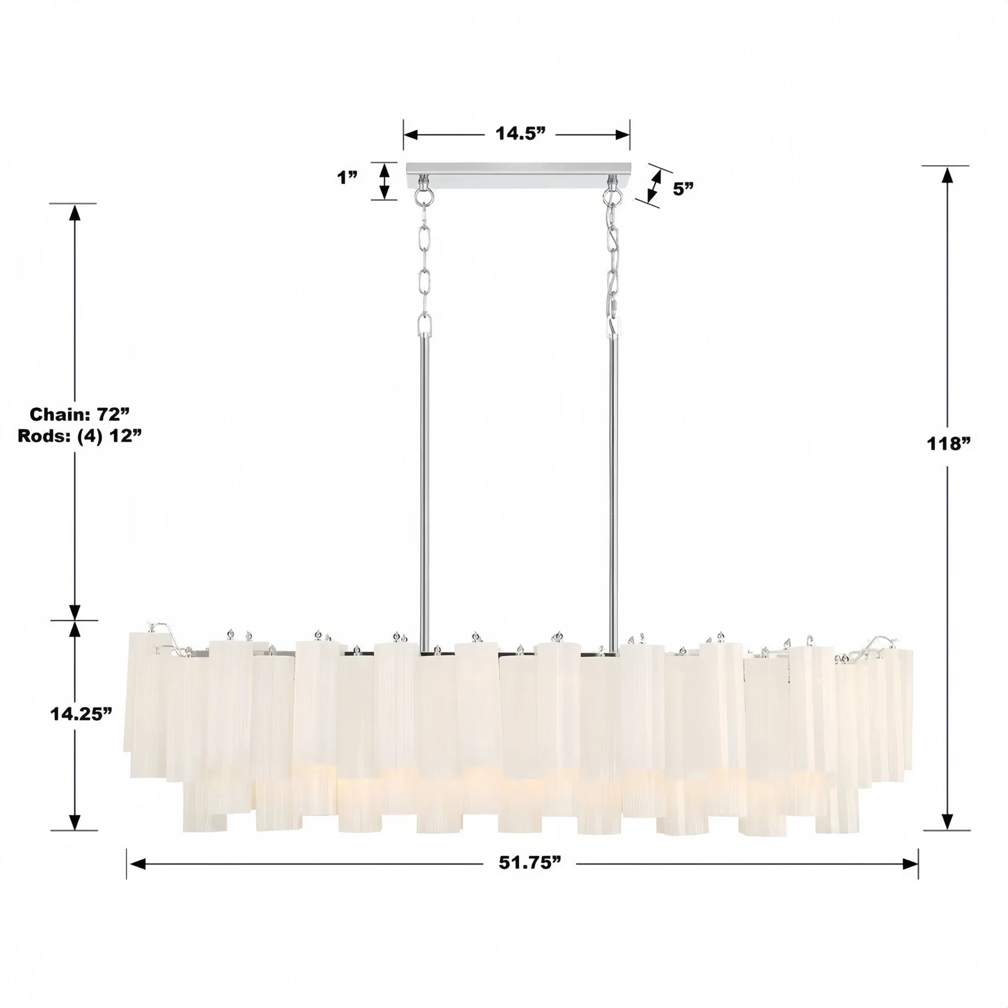 Addis 51'' Modern Linear Chandelier for Dining Room-