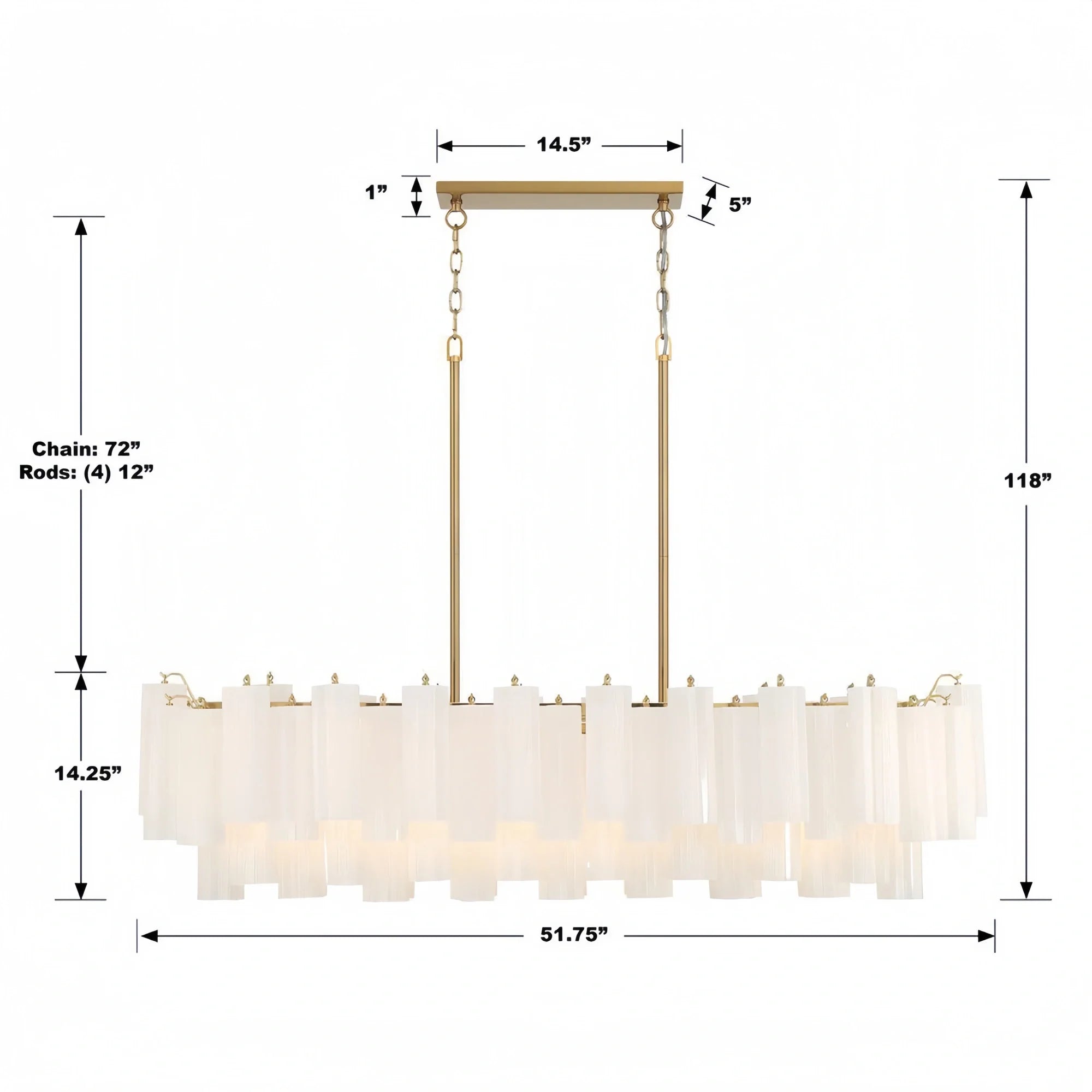 Addis 51'' Modern Linear Chandelier for Dining Room-