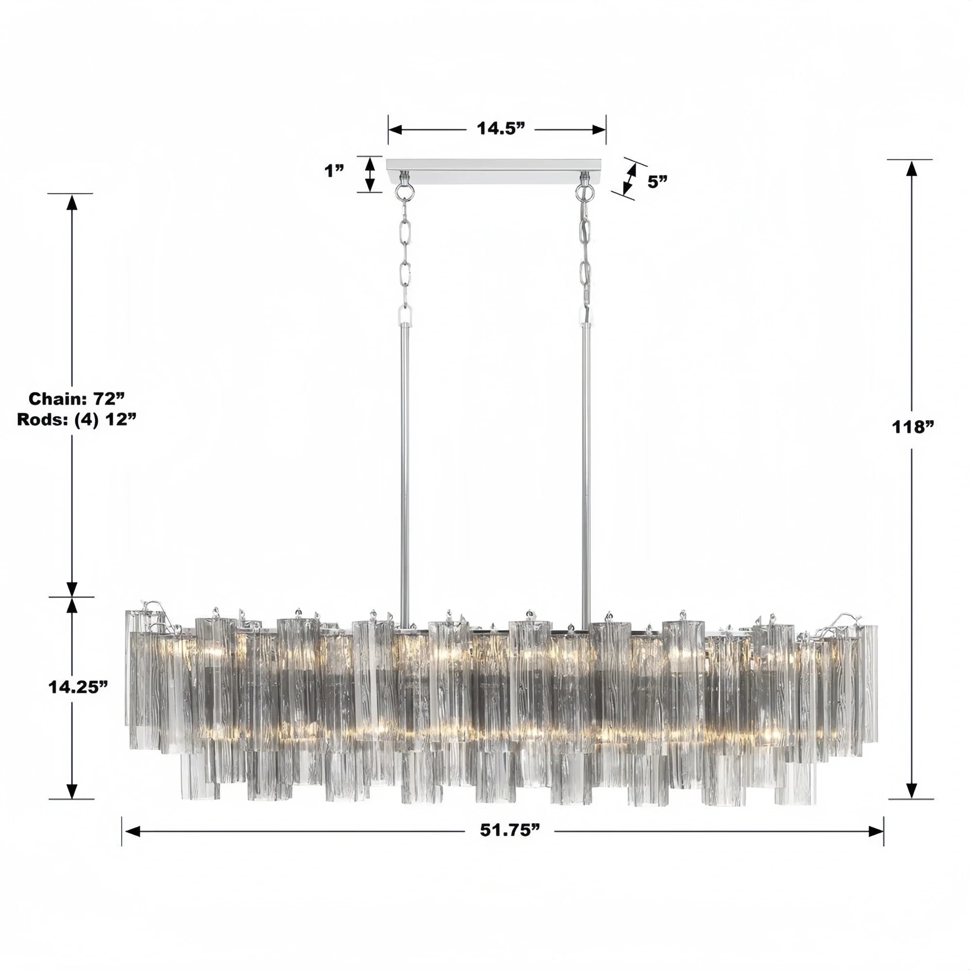 Addis 51'' Modern Linear Chandelier for Dining Room-