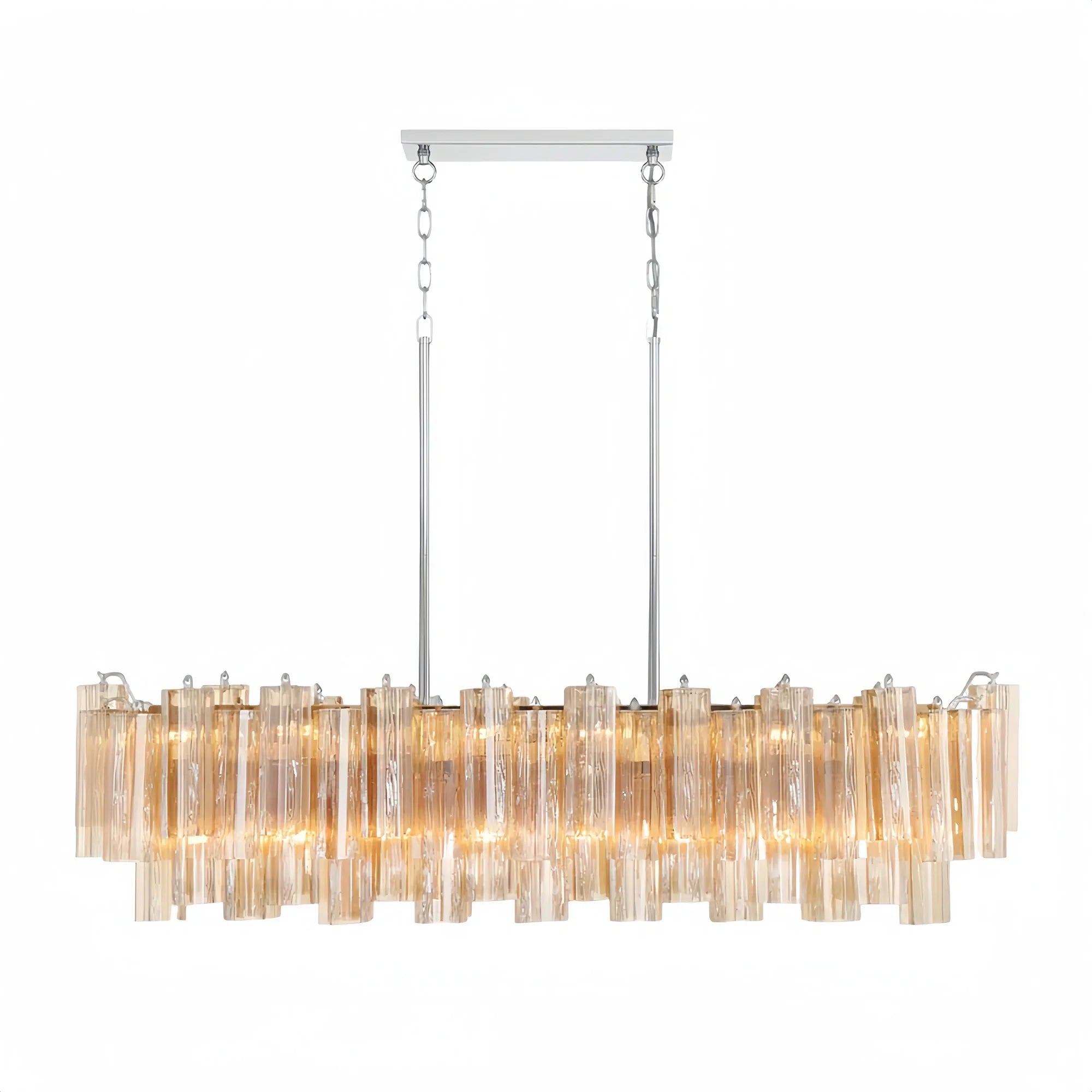 Addis 51'' Modern Linear Chandelier for Dining Room-Chrome-Amber-