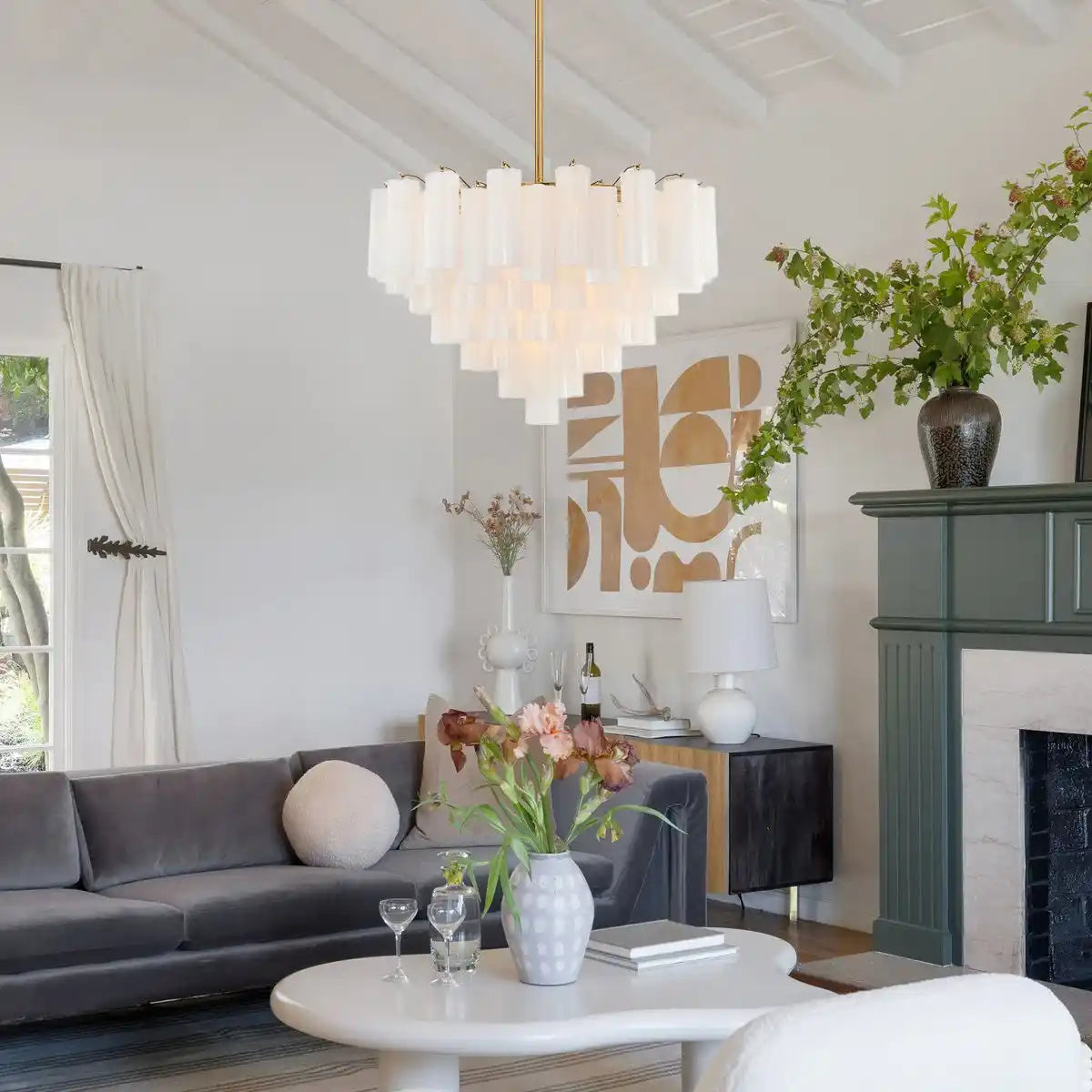 Addis Chandelier 17.8" 19.8" 22" 26.8" 32''D-32"-Brass-White-Blushlighting