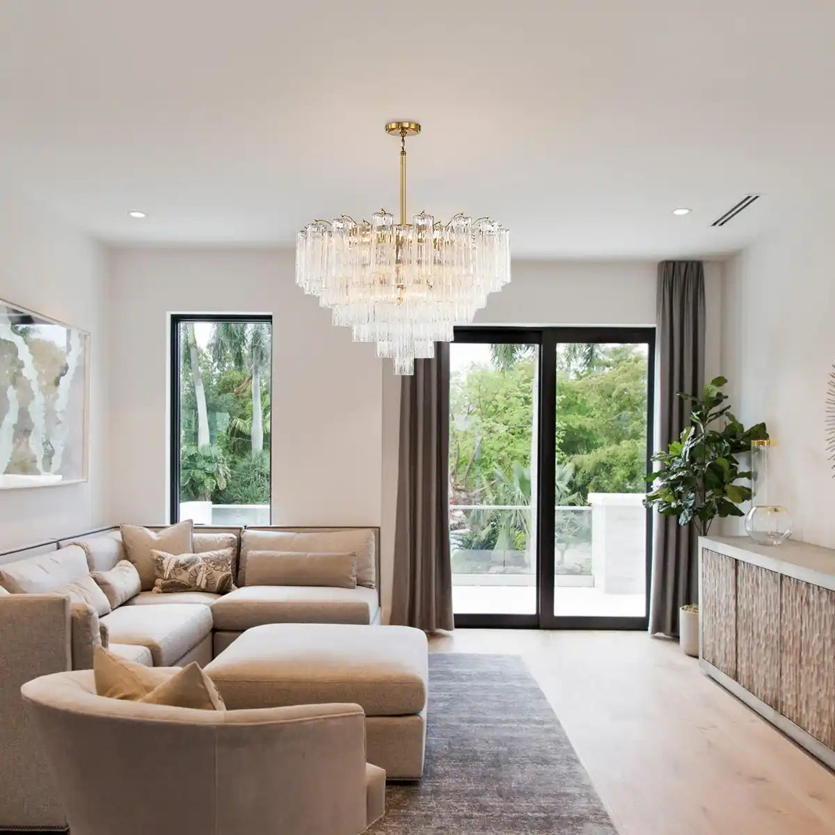 Addis Chandelier 17.8" 19.8" 22" 26.8" 32''D-32"-Brass-Clear-Blushlighting