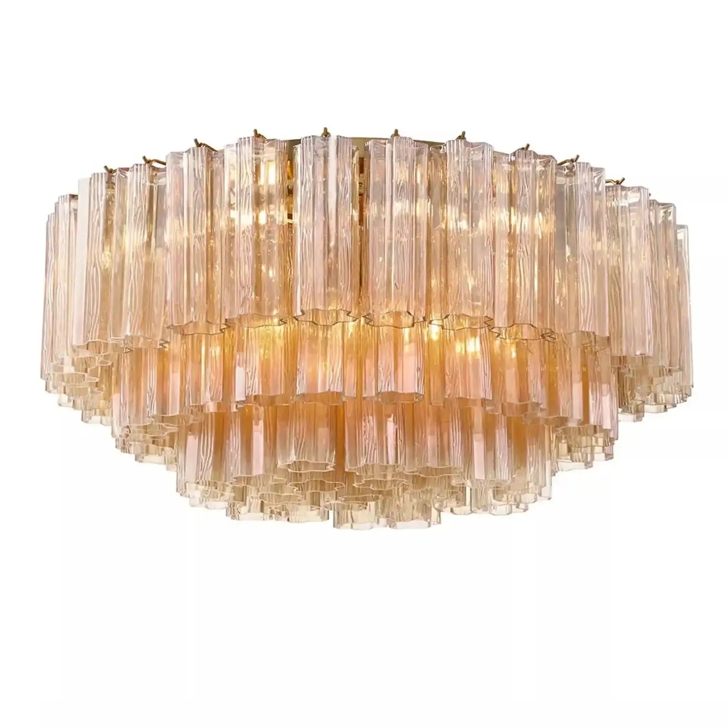 Addis Flushmount 22"/32"-32"-16 Lights-Brass-Amber-Blushlighting