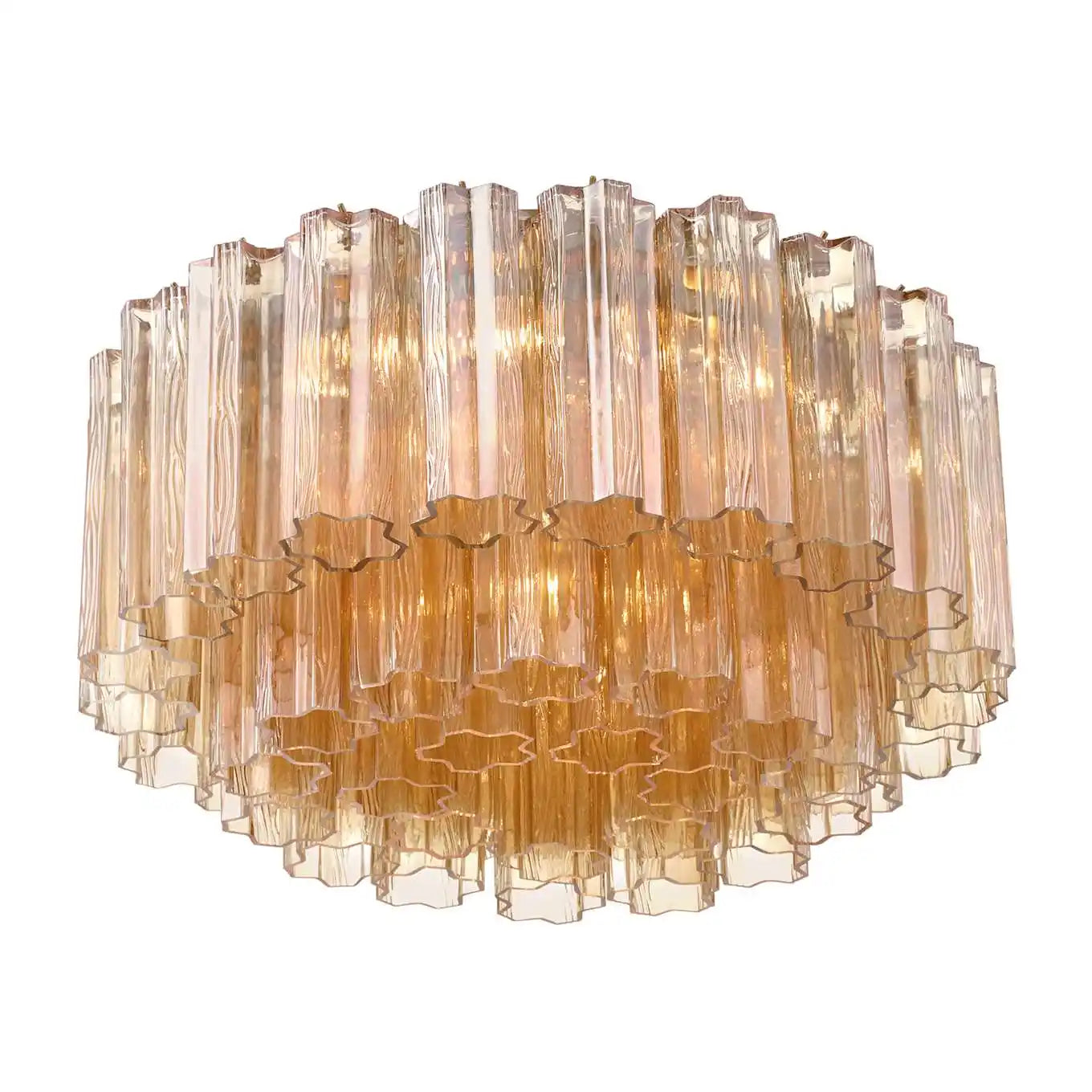 Addis Flushmount 22"/32"-22"-7 Lights-Polished Chrome-Amber-Blushlighting