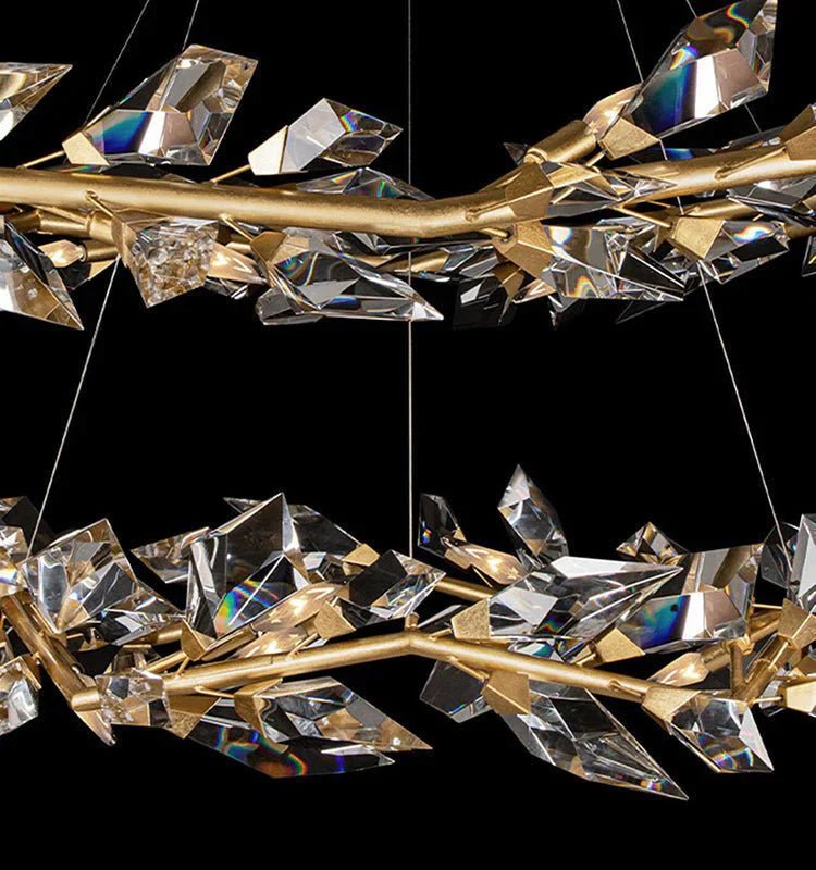 Addison 55" Round Crystal Chandelier - Silver LeafBlushlighting