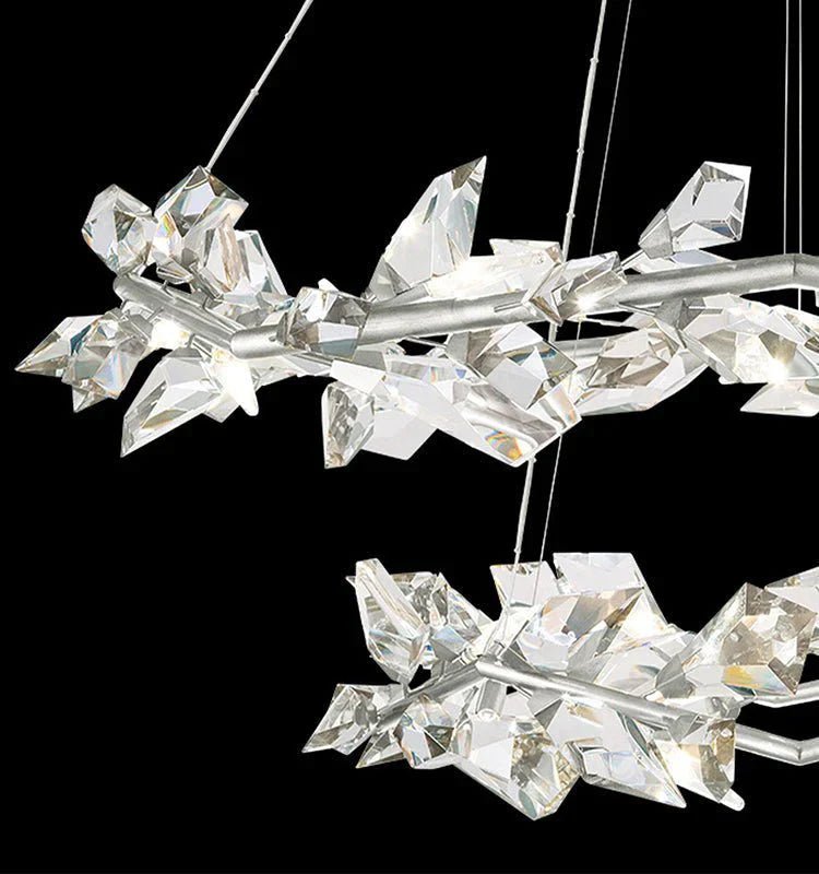 Addison 55" Round Crystal Chandelier - Silver LeafBlushlighting