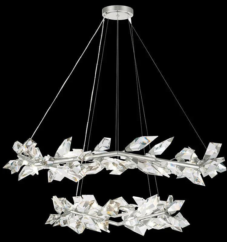 Addison 55" Round Crystal Chandelier - Silver LeafBlushlighting