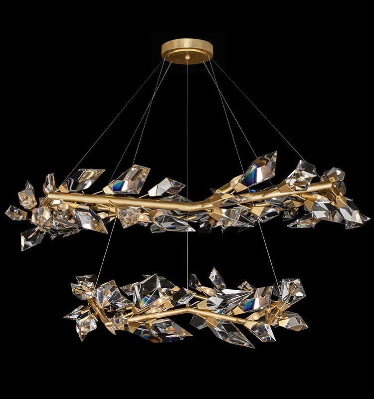 Addison 55" Round Crystal Chandelier - Gold LeafBlushlighting