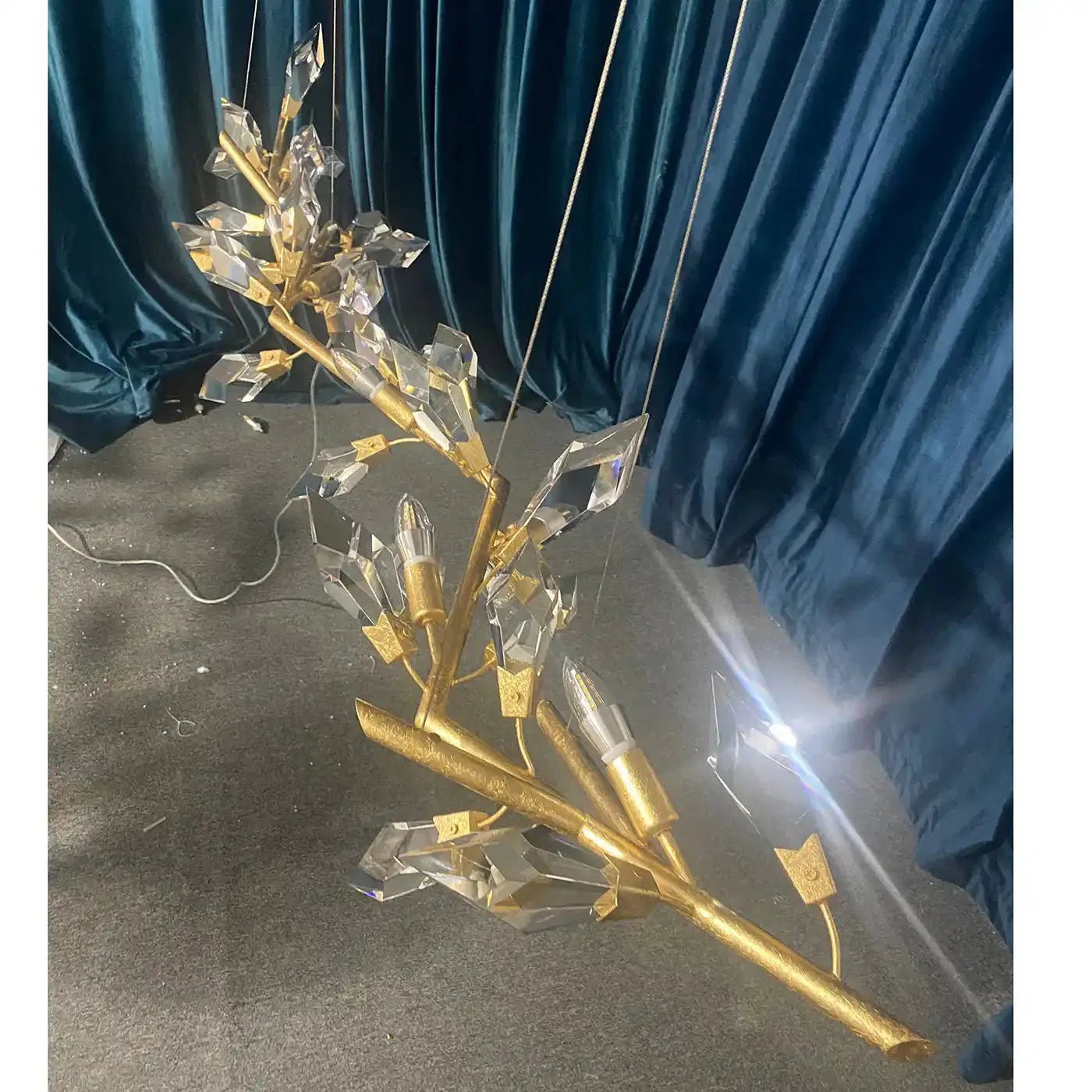 Addison 72" Linear Crystal chandelier - Silver LeafBlushlighting