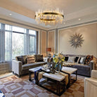 Adjustable Luxury Alabaster Round Chandelier – 31.5in Natural Stone - Gold - 31.5 inBlushlighting