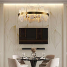 Adjustable Luxury Alabaster Round Chandelier – 31.5in Natural Stone - Gold - 31.5 inBlushlighting