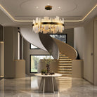 Adjustable Luxury Alabaster Round Chandelier – 31.5in Natural Stone