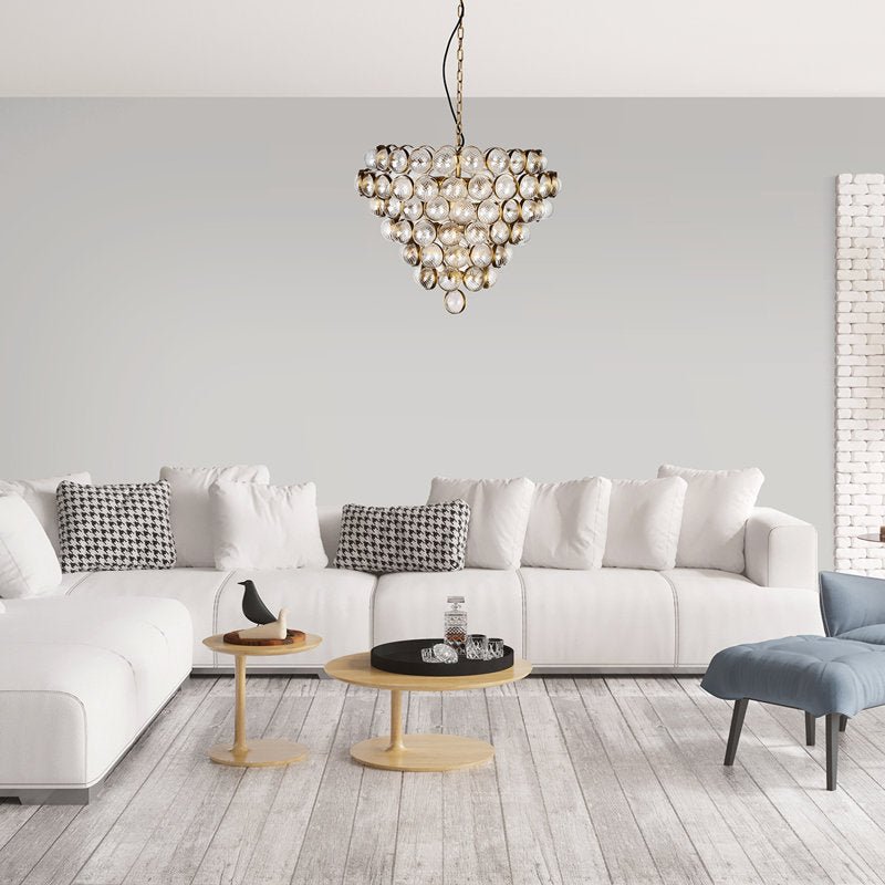 Aged Brass and Textured Glass Bouquet Style Large Chandelier - Blushlighting