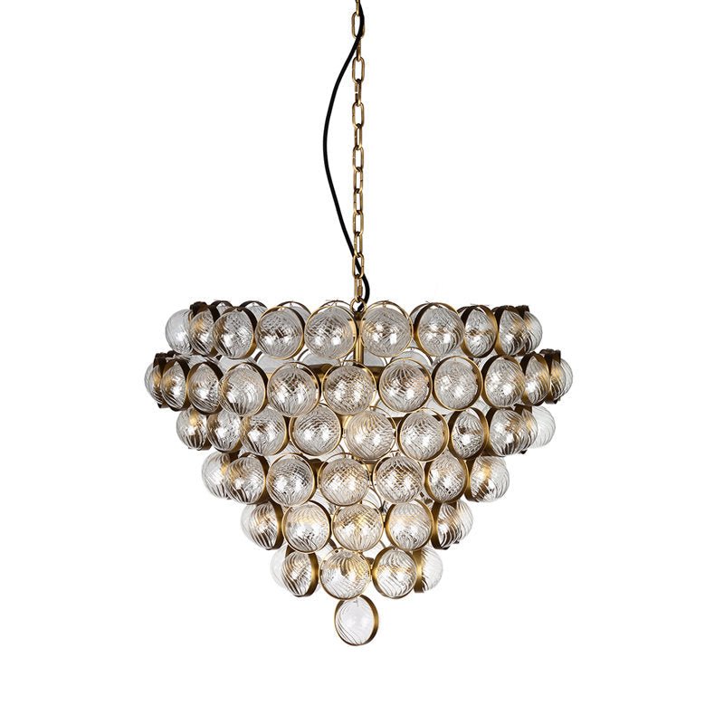 Aged Brass and Textured Glass Bouquet Style Large Chandelier - Blushlighting