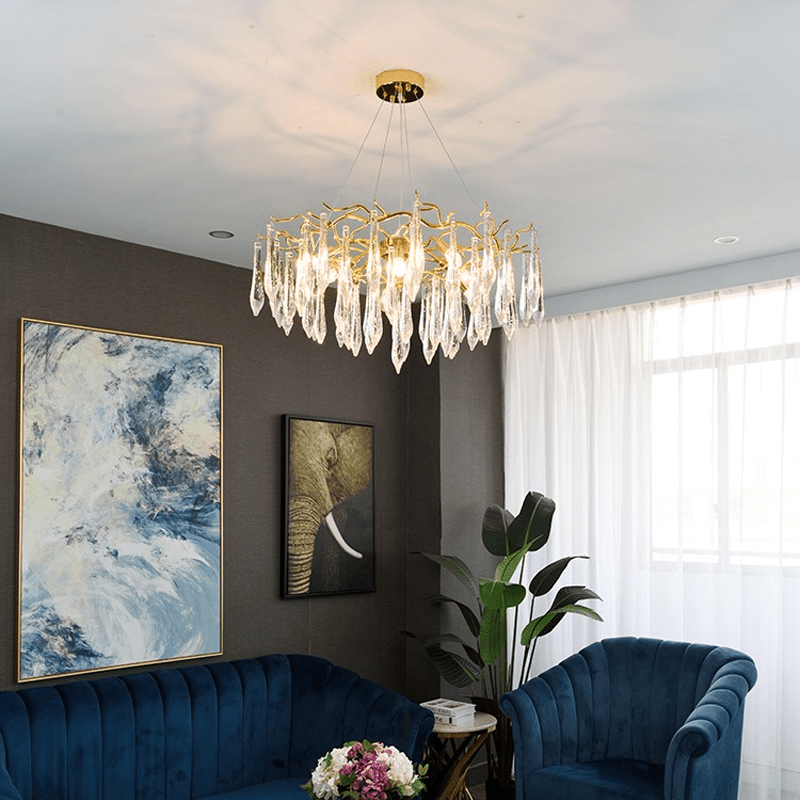 Agnes Aluminum Branch Crystal Chandelier - 31.5" diamBlushlighting