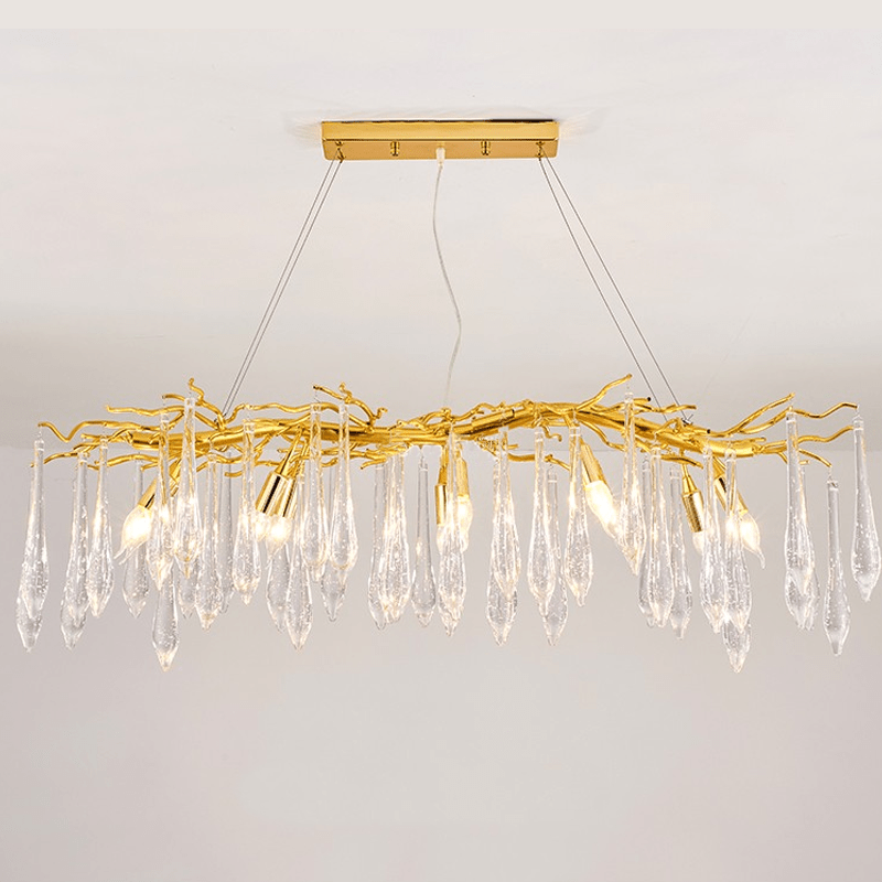Agnes Aluminum Branch Crystal Chandelier For Dining Room - 47.24" LBlushlighting
