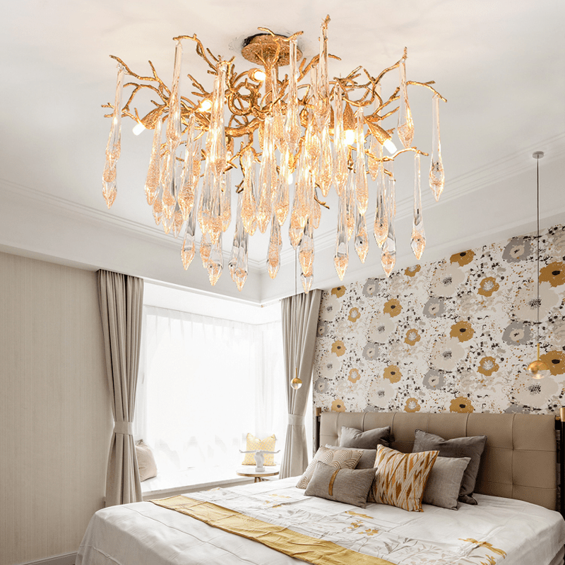 Agnes Brass Branch Crystal Ceiling Light - 39.37" LBlushlighting
