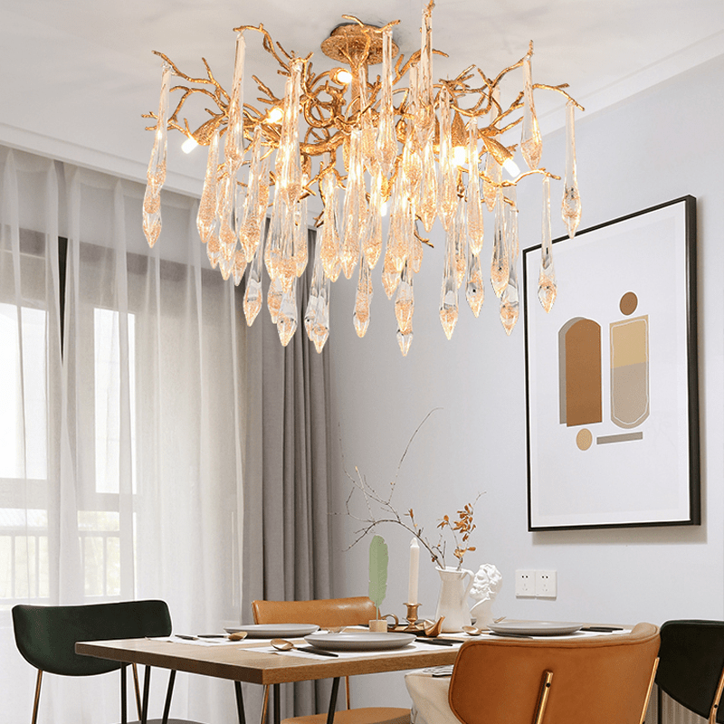 Agnes Brass Branch Crystal Ceiling Light - 31.5" LBlushlighting