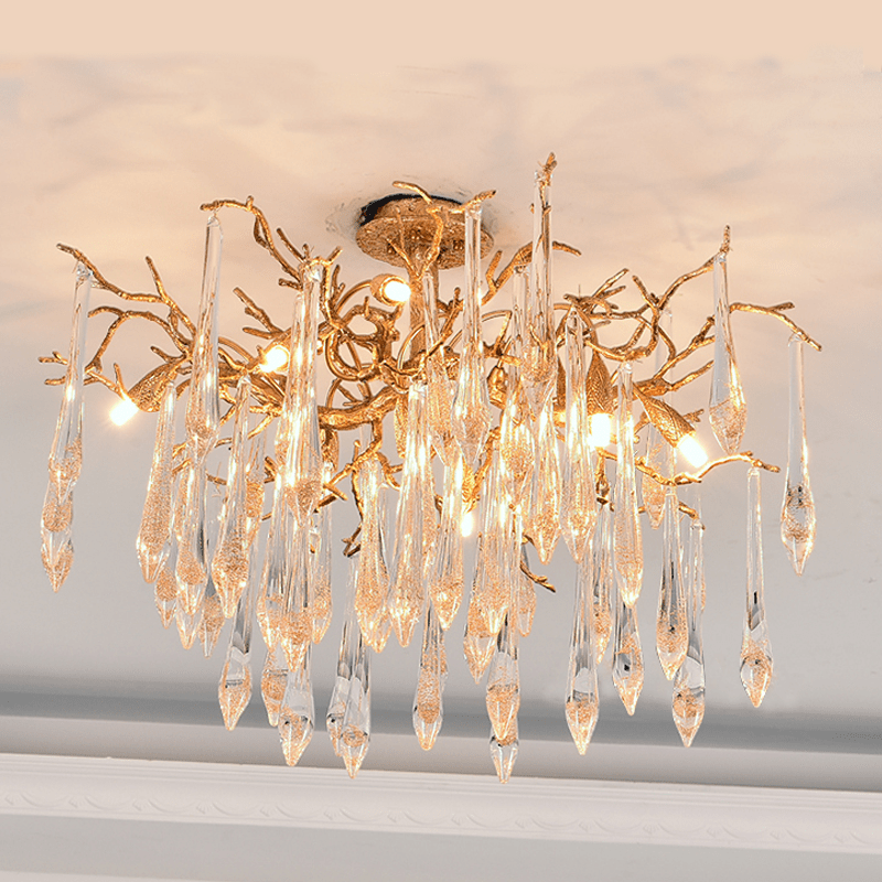 Agnes Brass Branch Crystal Ceiling Light - 31.5" LBlushlighting