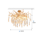 Agnes Brass Branch Crystal Ceiling Light - Ineffable Lighting