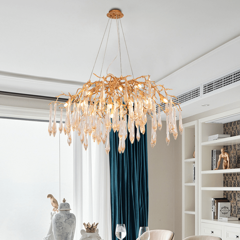 Agnes Brass Branch Crystal Chandelier - 25.59" LBlushlighting