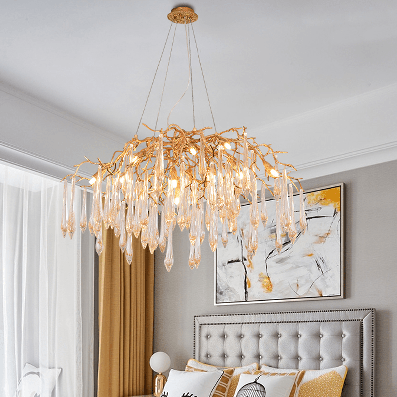 Agnes Brass Branch Crystal Chandelier - 35.43" LBlushlighting