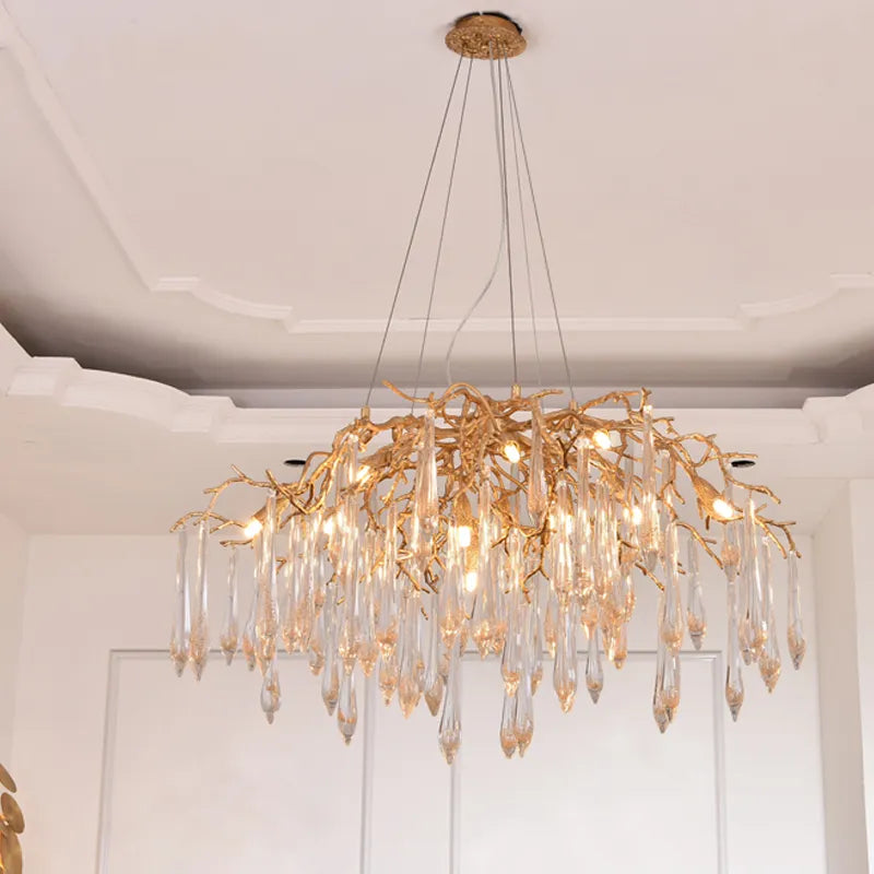 Agnes Brass Branch Crystal Chandelier - Ineffable Lighting