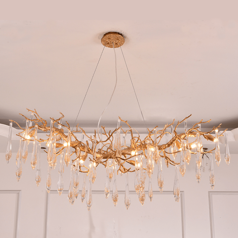 Agnes Brass Branch Crystal Chandelier For Dining Room - 39.37“ LBlushlighting
