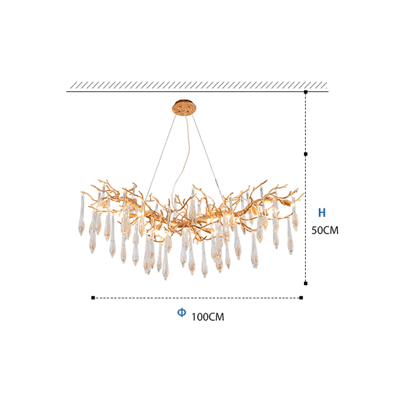 Agnes Brass Branch Crystal Chandelier For Dining Room - 47.24“ LBlushlighting