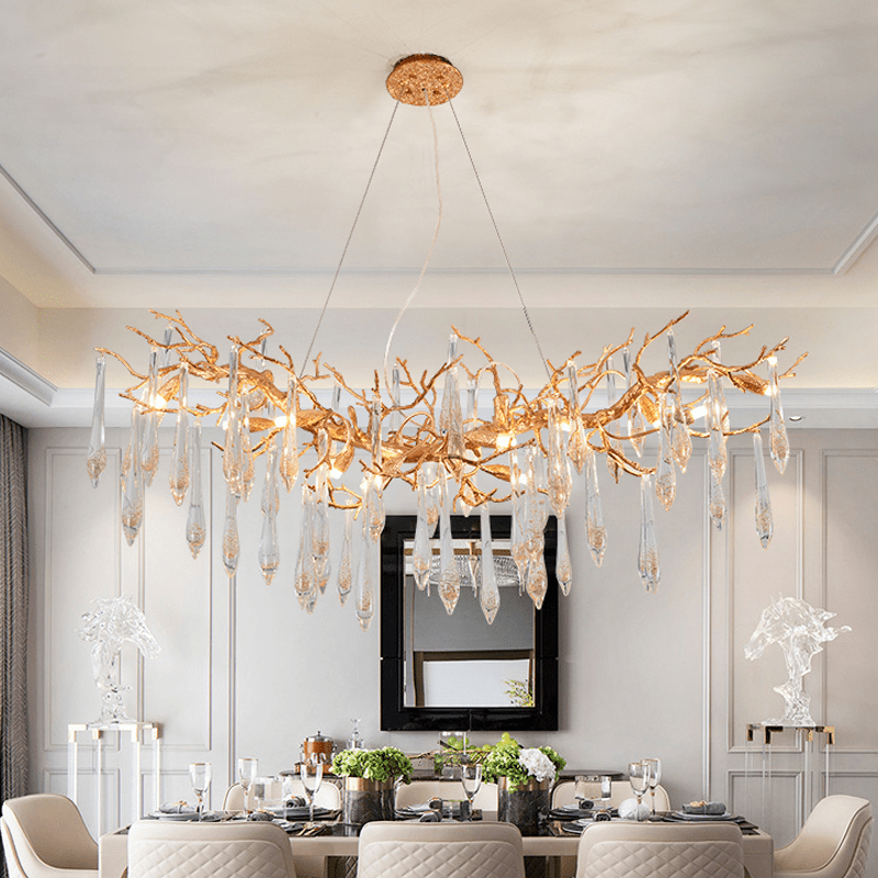 Agnes Brass Branch Crystal Chandelier For Dining Room - 59.06“ LBlushlighting